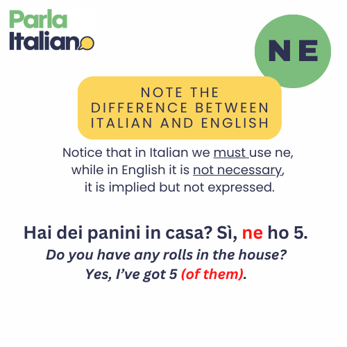it shows the main differences between the use of "ne" in Italian and English